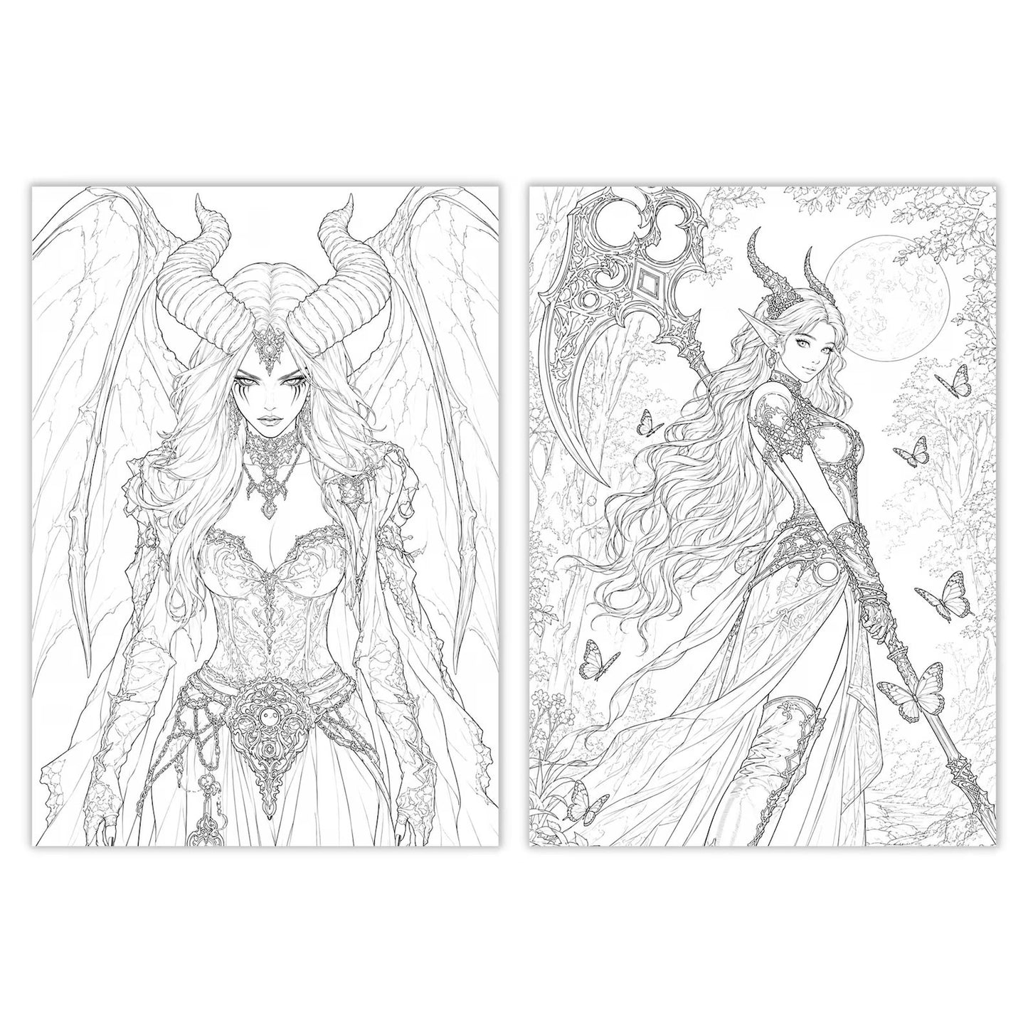 120+ Gothic Coloring Pages Bundle | Adult Gothic Coloring Book | Fantasy Coloring Sheets | Printable PNG Digital Download