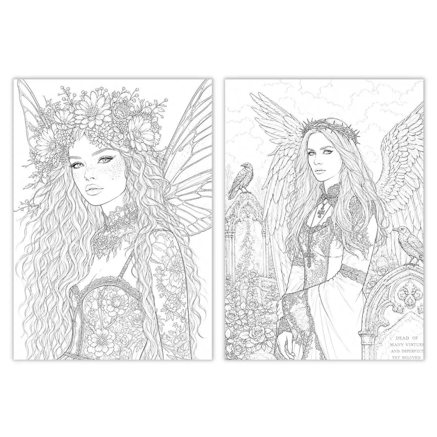 120+ Gothic Coloring Pages Bundle | Adult Gothic Coloring Book | Fantasy Coloring Sheets | Printable PNG Digital Download