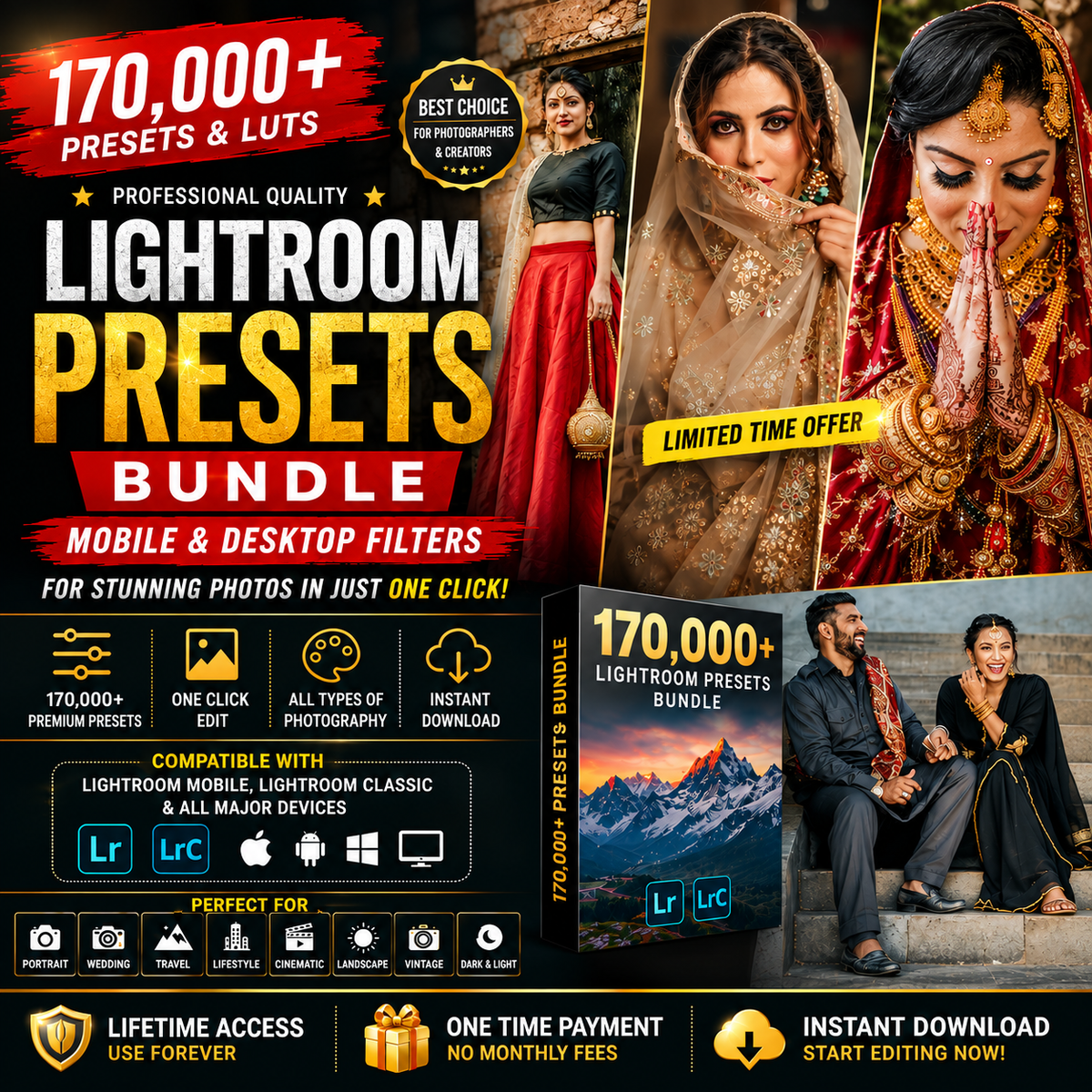 170,000+ Lightroom Presets Bundle: Mobile & Desktop Filters