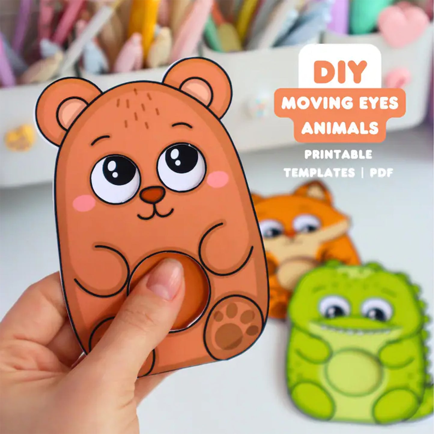 Moving Eyes Animal Craft Printable | DIY Paper Animals for Kids | Fun Preschool & Kindergarten Activity PDF